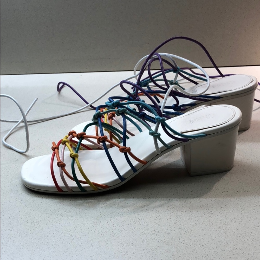 Chloe Knotted Ankle-Wrap Sandal, Multicolor